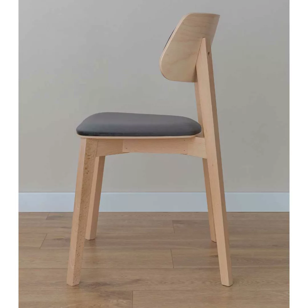 2 Stühle Buche Grau in modernem Design 45 cm Sitzhöhe (2er Set) günstig online kaufen