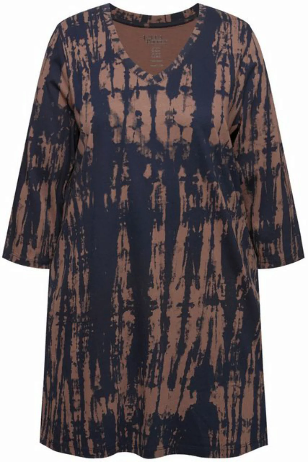 Ulla Popken Longshirt Longshirt Batikdruck A-Linie V-Ausschnitt 3/4-Arm günstig online kaufen