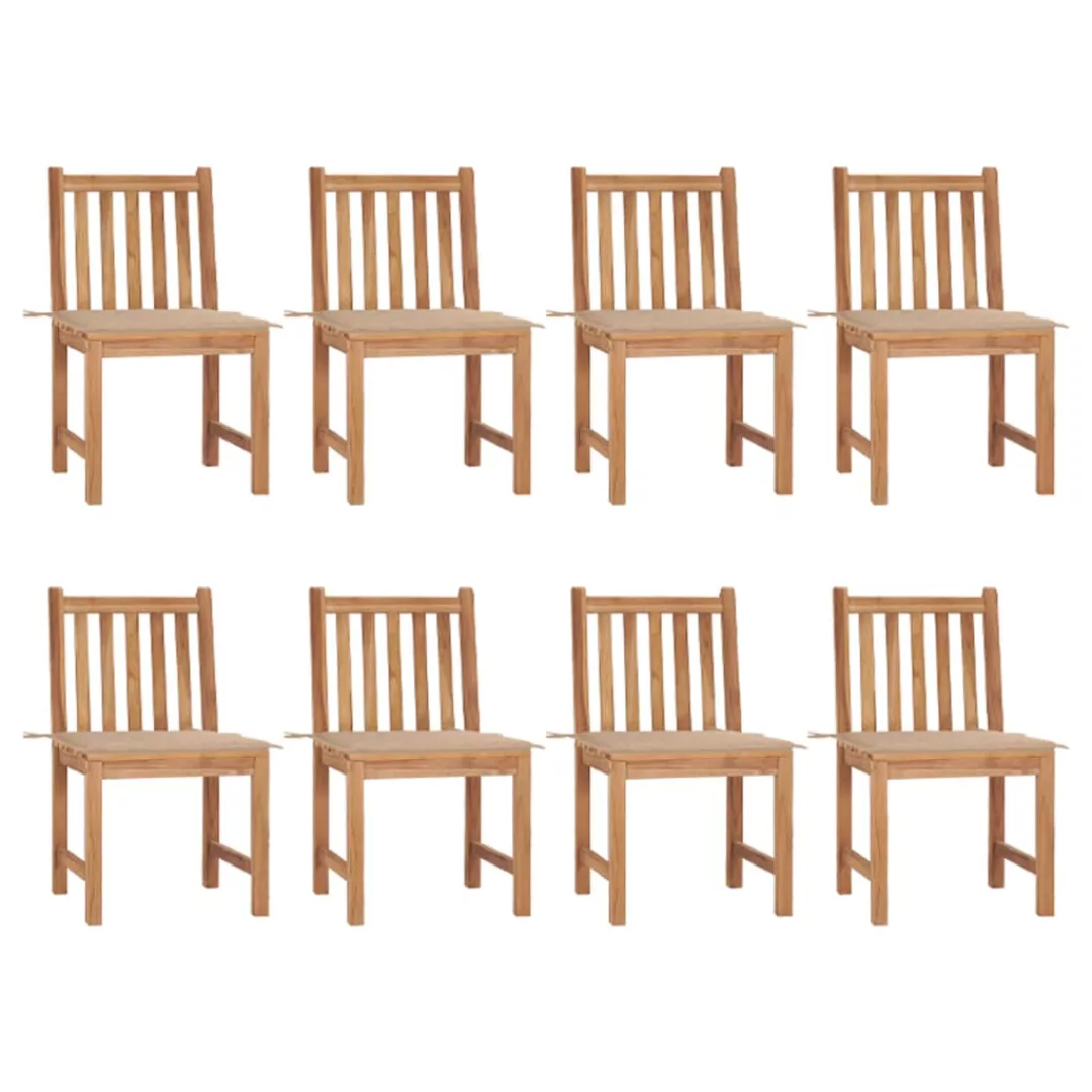 Gartenstühle 8 Stk. Mit Kissen Massivholz Teak günstig online kaufen