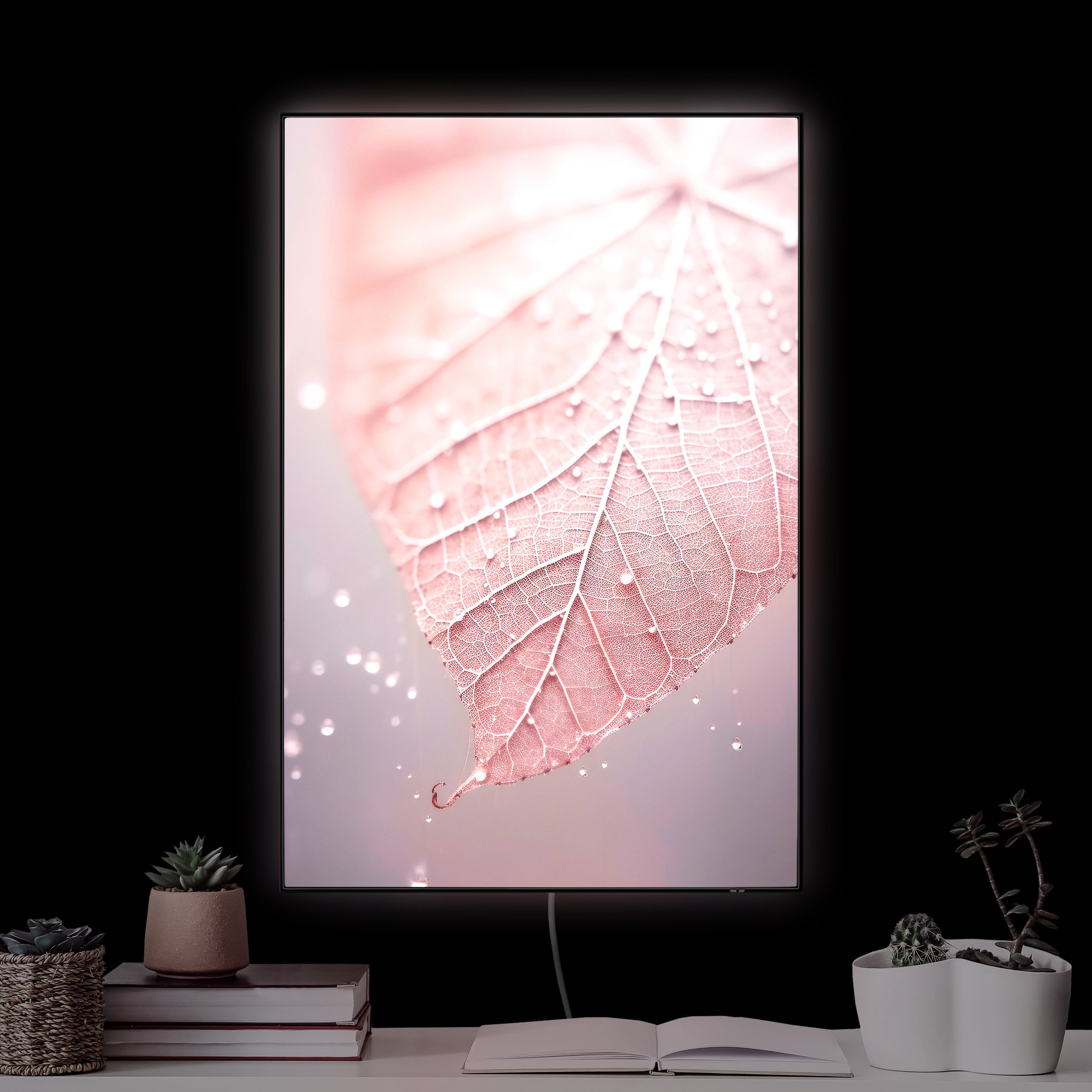 LED-Wechselbild Rosa Blatt Close-Up günstig online kaufen