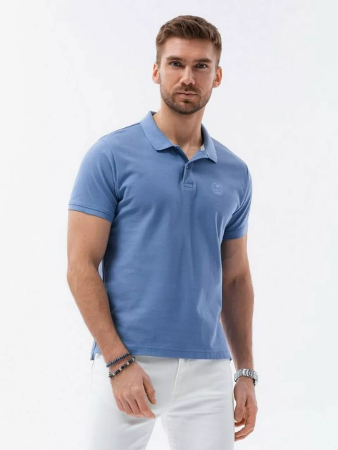 OMBRE Poloshirt Ombre Herren Pique-Strick-Poloshirt - blau V16 S1374 M günstig online kaufen