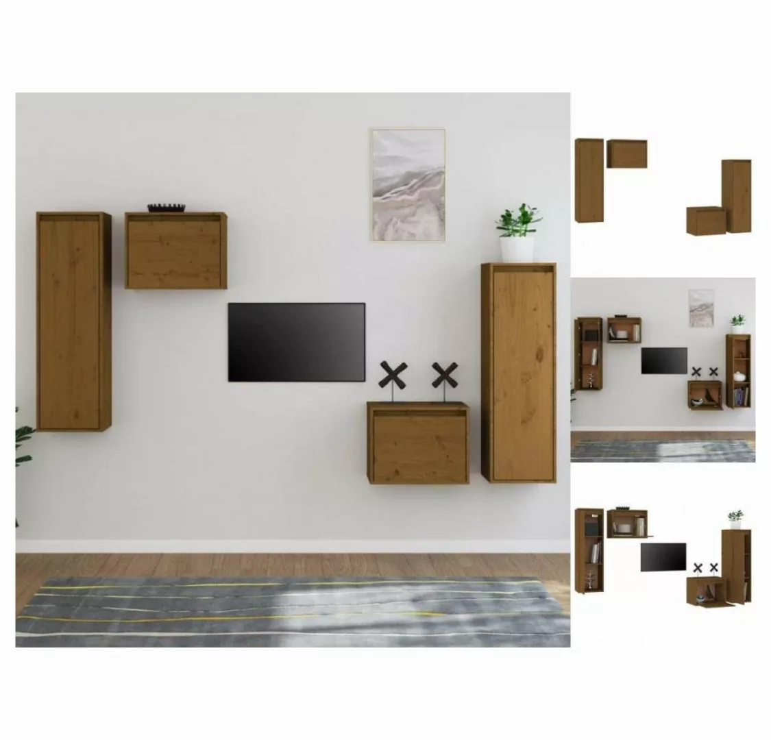 vidaXL TV-Schrank TV-Schränke 4 Stk Honigbraun Massivholz Kiefer Lowboard L günstig online kaufen