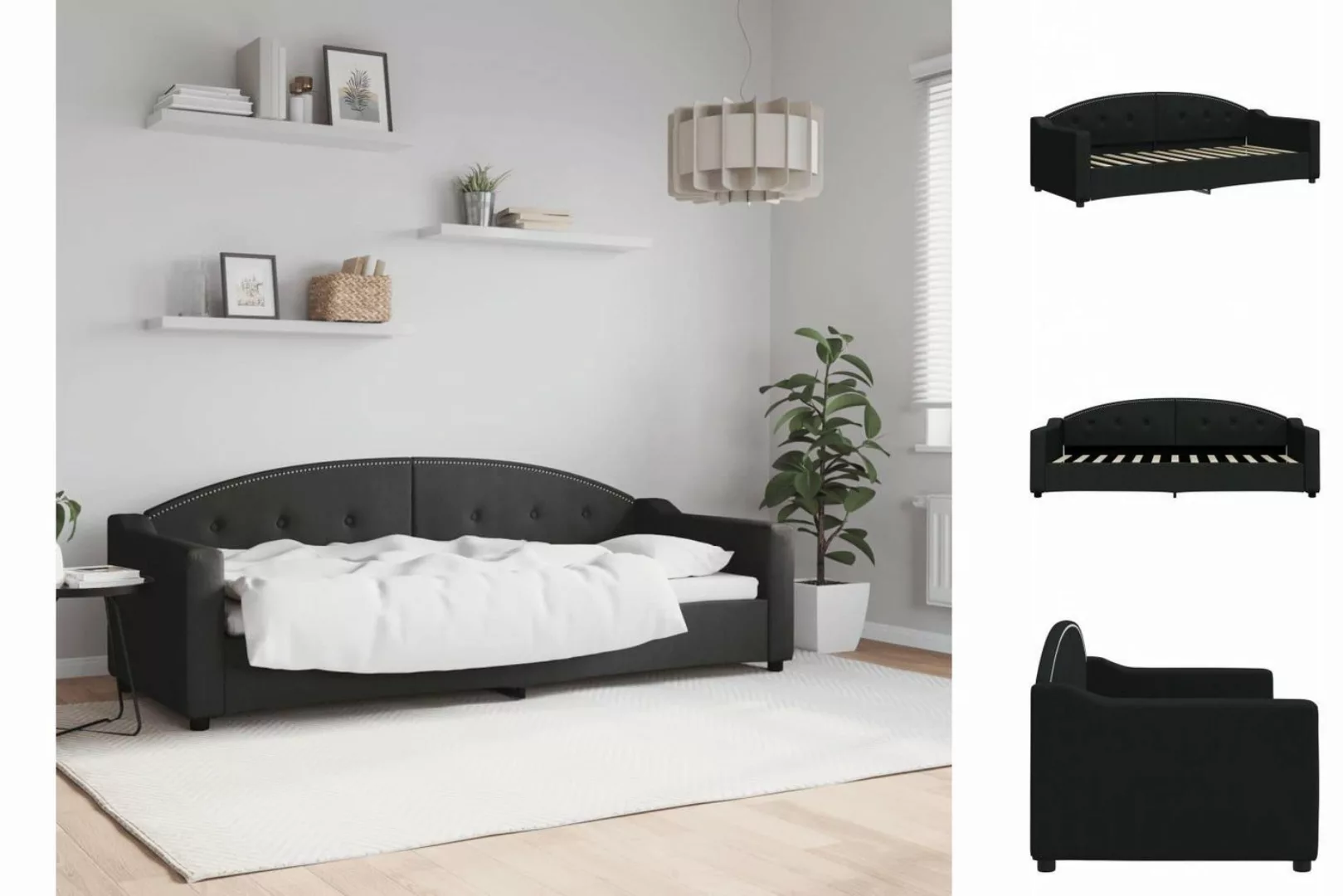 vidaXL Gästebett Tagesbett Schwarz 80x200 cm Stoff Gästebett Schlafsofa Dun günstig online kaufen