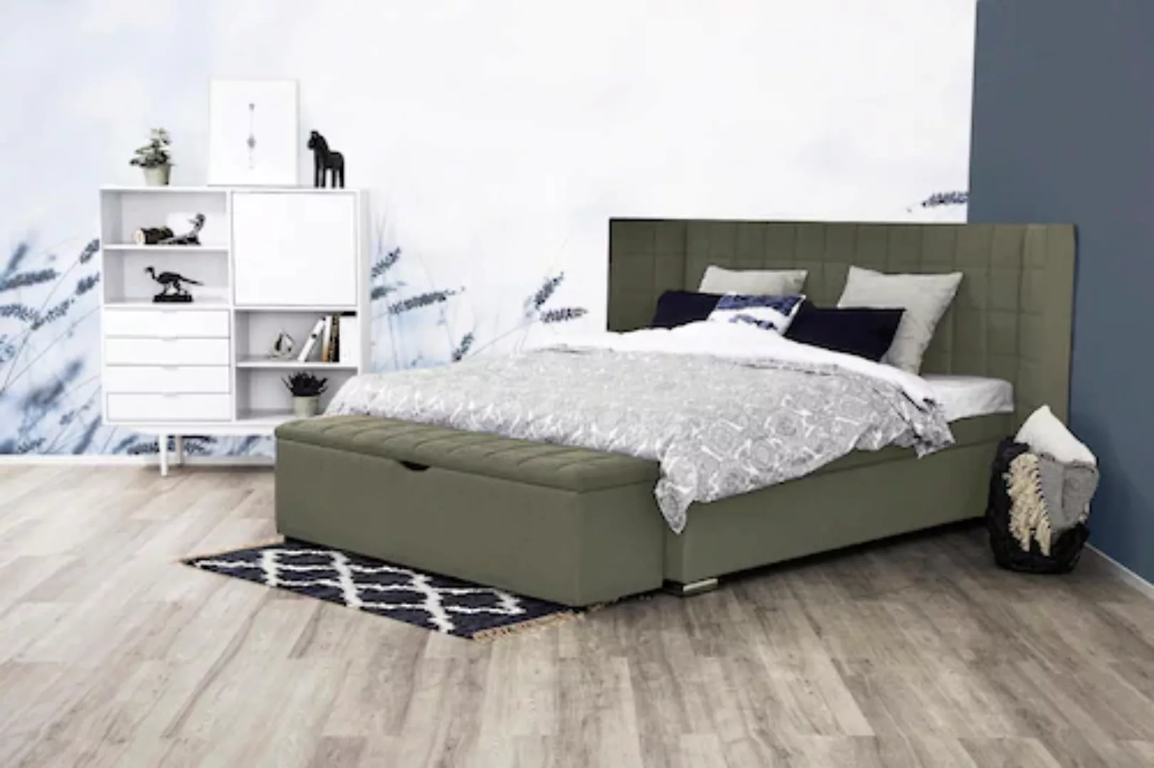 Places of Style Boxspringbett "Piazza", mit Steppung und Kopfteil mit seitl günstig online kaufen