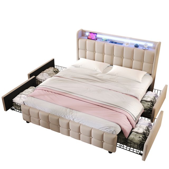 BlingBin Einzelbett Polsterbett (1-tlg., Stauraumbett 90x200cm mit aufladen günstig online kaufen