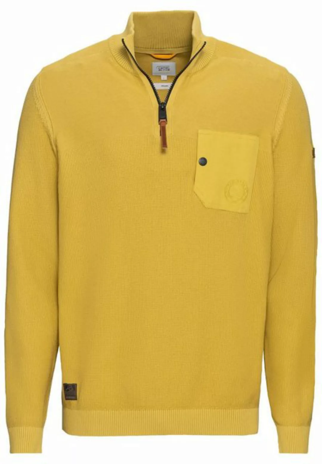 camel active Strickpullover aus zertifiziertem Organic Cotton Markenlogo günstig online kaufen