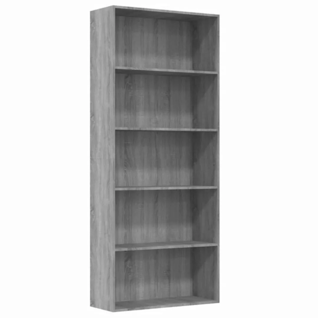 vidaXL Bücherregal Bücherregal 5 Fächer Grau Sonoma 80x30x189 cm Spanplatte günstig online kaufen