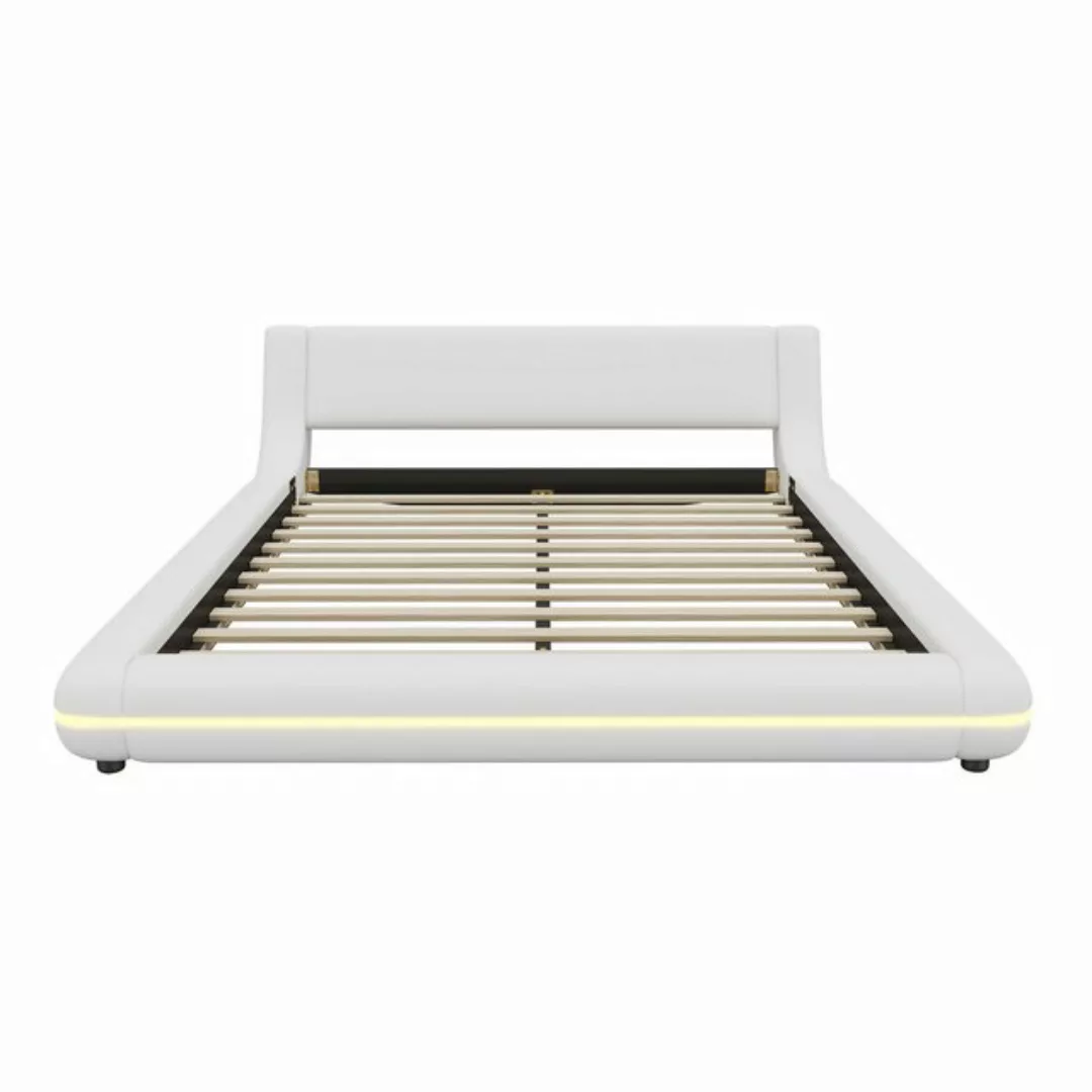 HAUSS SPLOE Polsterbett 140 x 200cm Flachbett, Bodenbett mit LED-Umgebungsl günstig online kaufen