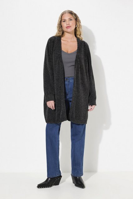 Ulla Popken Strickjacke Chenille-Strickjacke Oversized V-Ausschnitt günstig online kaufen