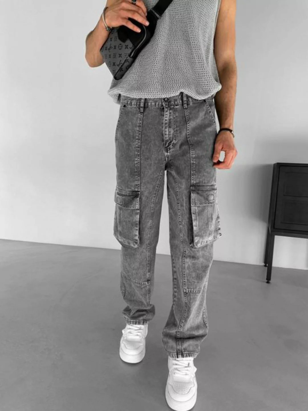 Abluka Bequeme Jeans WASHED CARGO JEANS GRAY günstig online kaufen