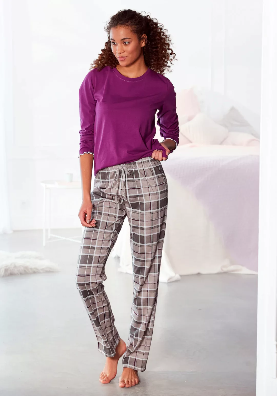 LASCANA Pyjama, (2 tlg.), mit Karomuster günstig online kaufen