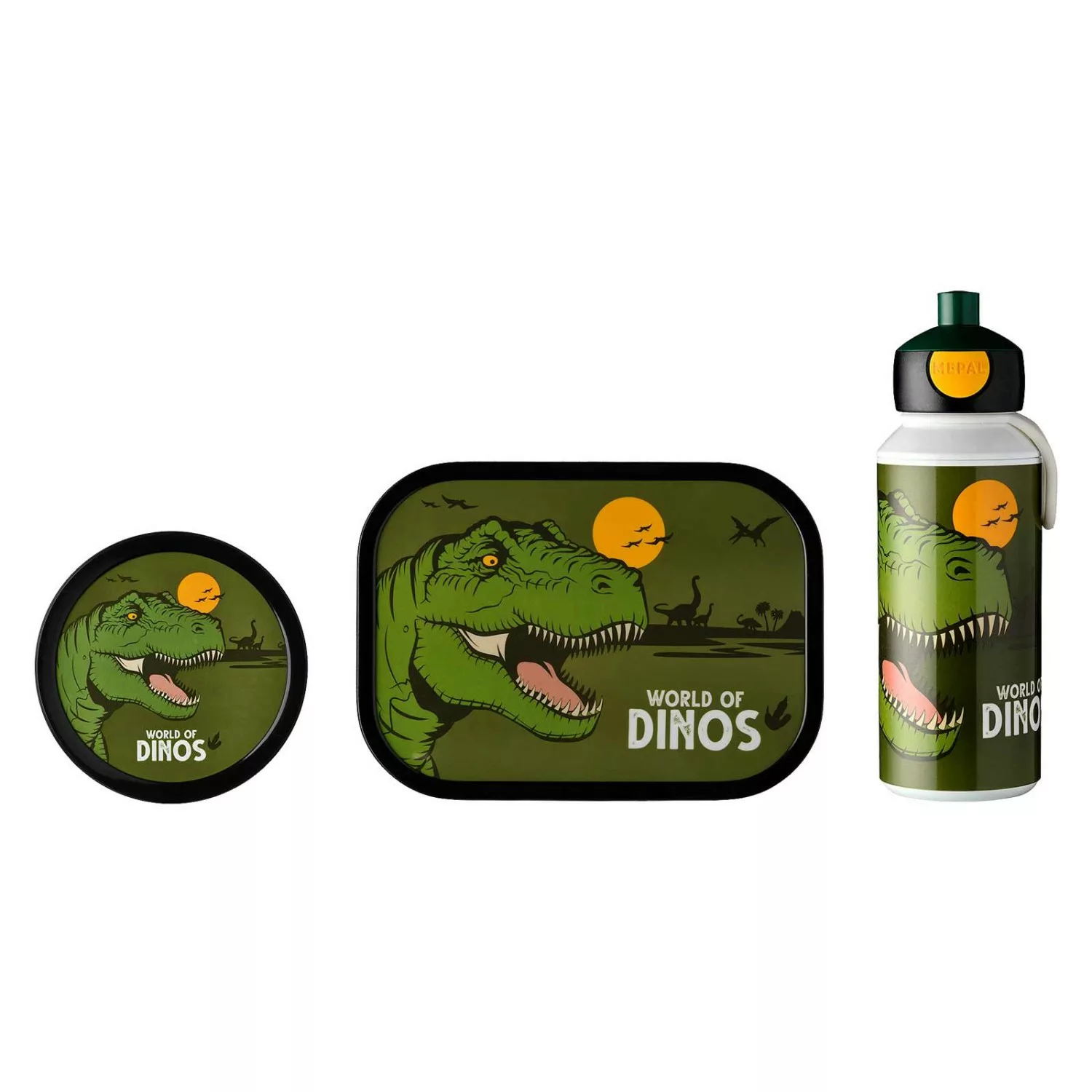 Mepal Campus Lunchset 3-teilig aus Brotdose Trinkflasche und Obstbox Dino günstig online kaufen