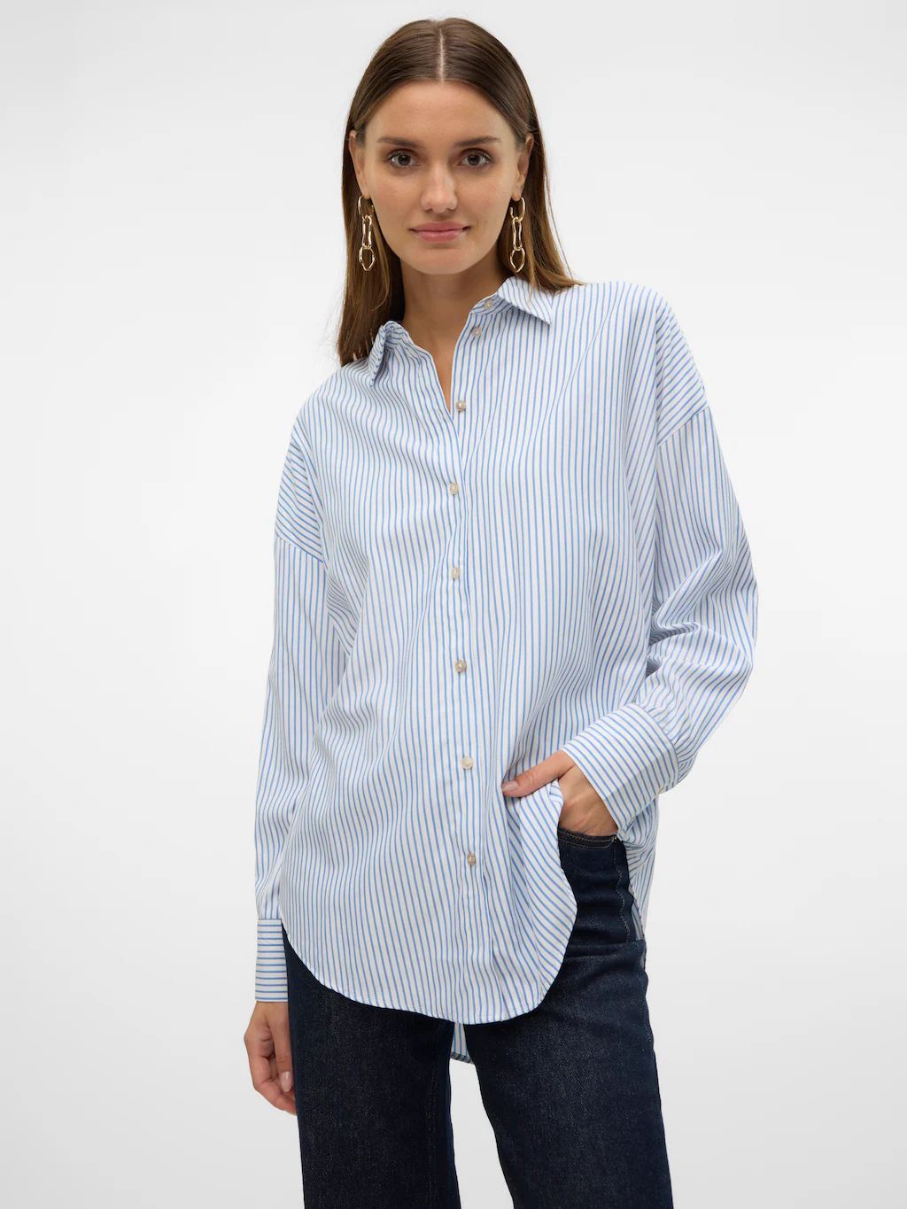 Vero Moda Langarmbluse "VMNORA LS OVERSIZE SHIRT WVN GA NOOS" günstig online kaufen