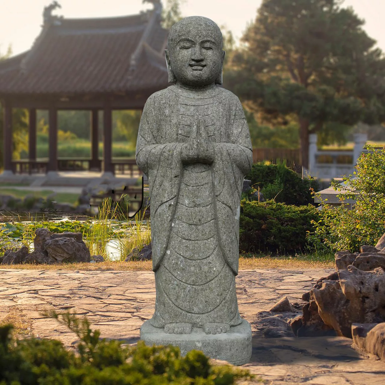 Garten Figur Shaolin Mönch Avadi Mit Geste Der Demut günstig online kaufen