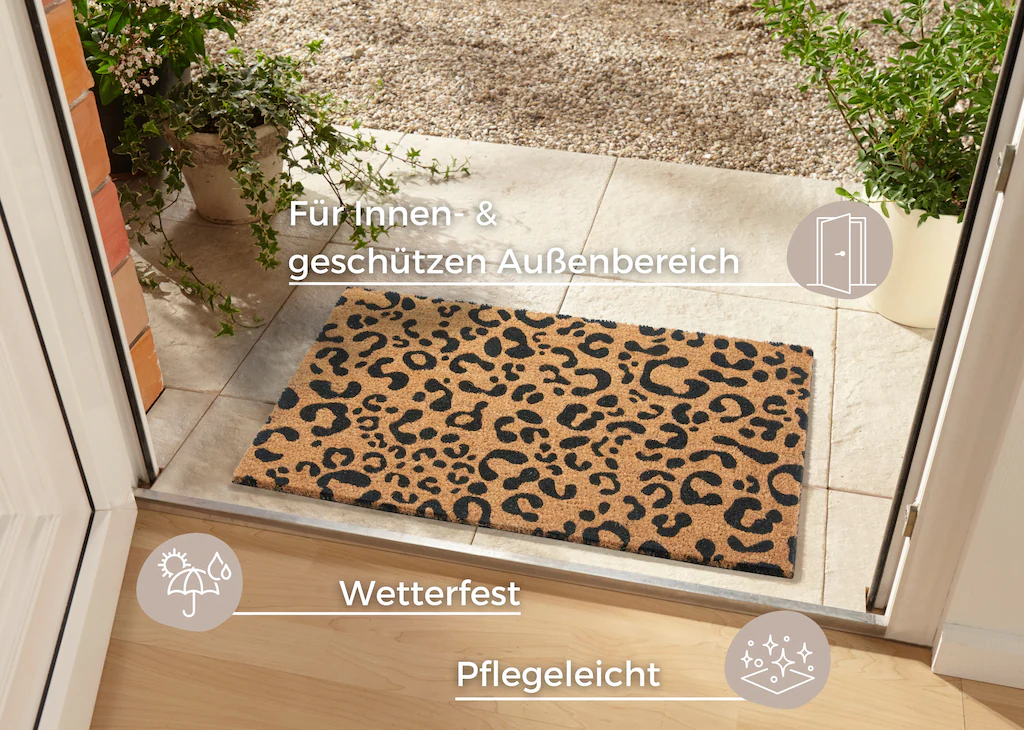 HANSE Home Fußmatte »Mix Mats Kokos Leopard Look«, rechteckig, 15 mm Höhe, günstig online kaufen