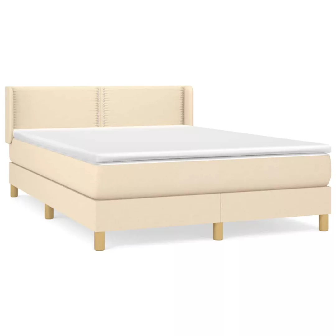 vidaXL Boxspringbett Boxspringbett mit Matratze Creme 140x200 cm Stoff Bett günstig online kaufen