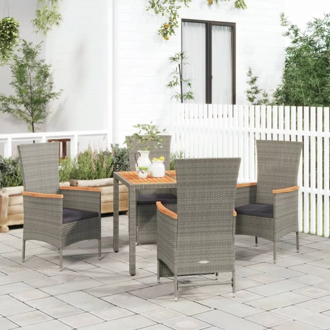 Vidaxl 5-tlg. Garten-essgruppe Mit Kissen Grau Poly Rattan günstig online kaufen