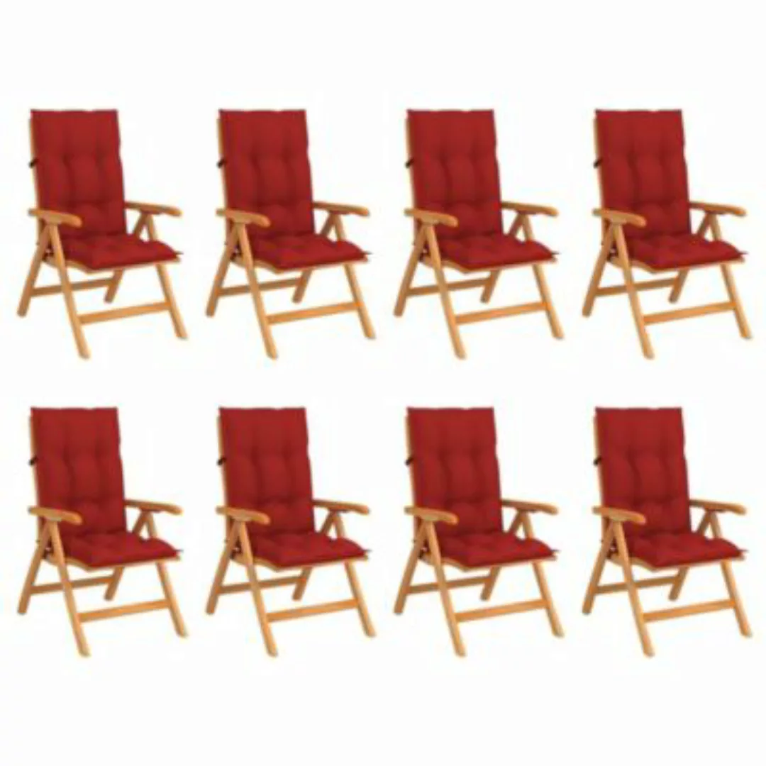 vidaXL Verstellbare Gartenstühle mit Auflagen 8 Stk. Massivholz Teak Garten günstig online kaufen