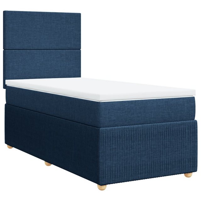 vidaXL Bett Boxspringbett mit Matratze Blau 90x200 cm Stoff günstig online kaufen