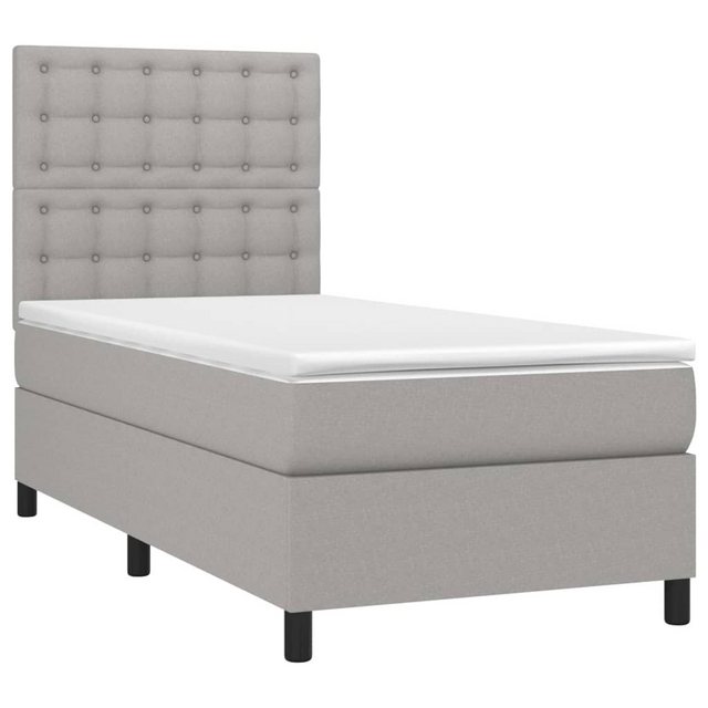 vidaXL Bett Boxspringbett mit Matratze & LED Hellgrau 80x200 cm Stoff günstig online kaufen