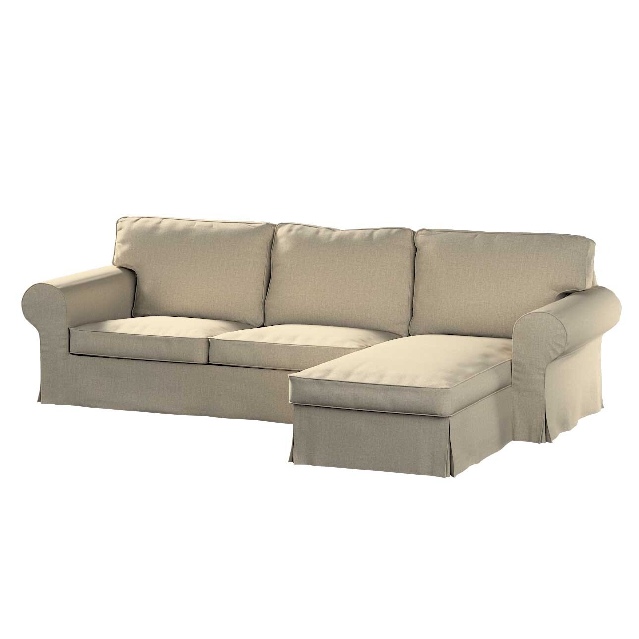 Bezug für Ektorp 2-Sitzer Sofa mit Recamiere, beige- grau, Ektorp 2-Sitzer günstig online kaufen