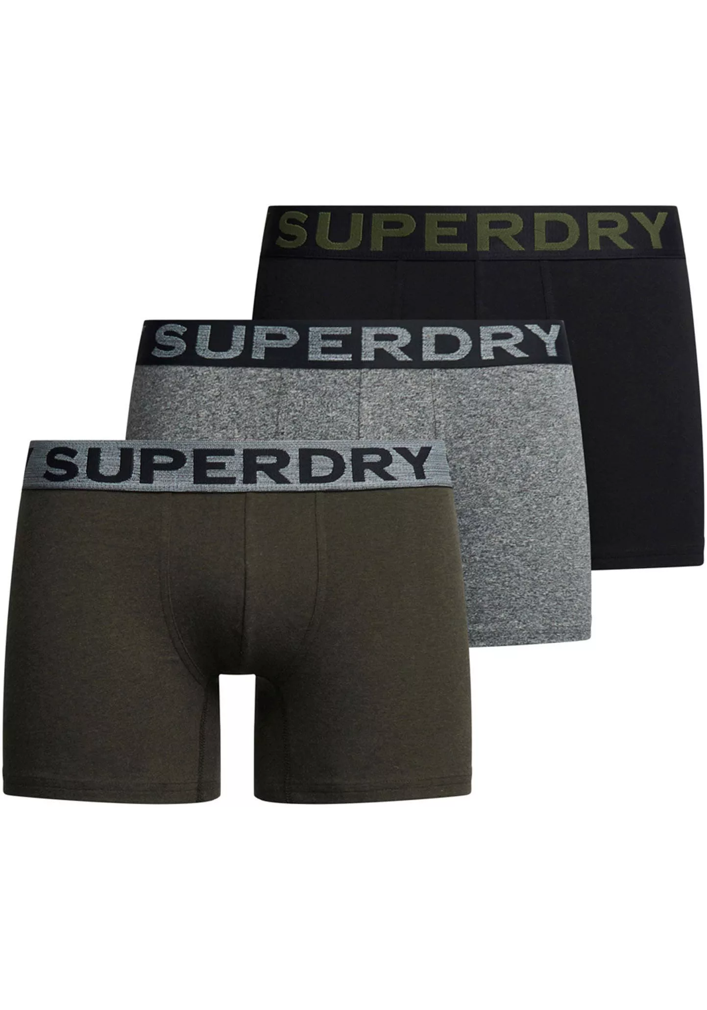 Superdry 3-er Set Boxer Briefs Schwarz & Grau günstig online kaufen