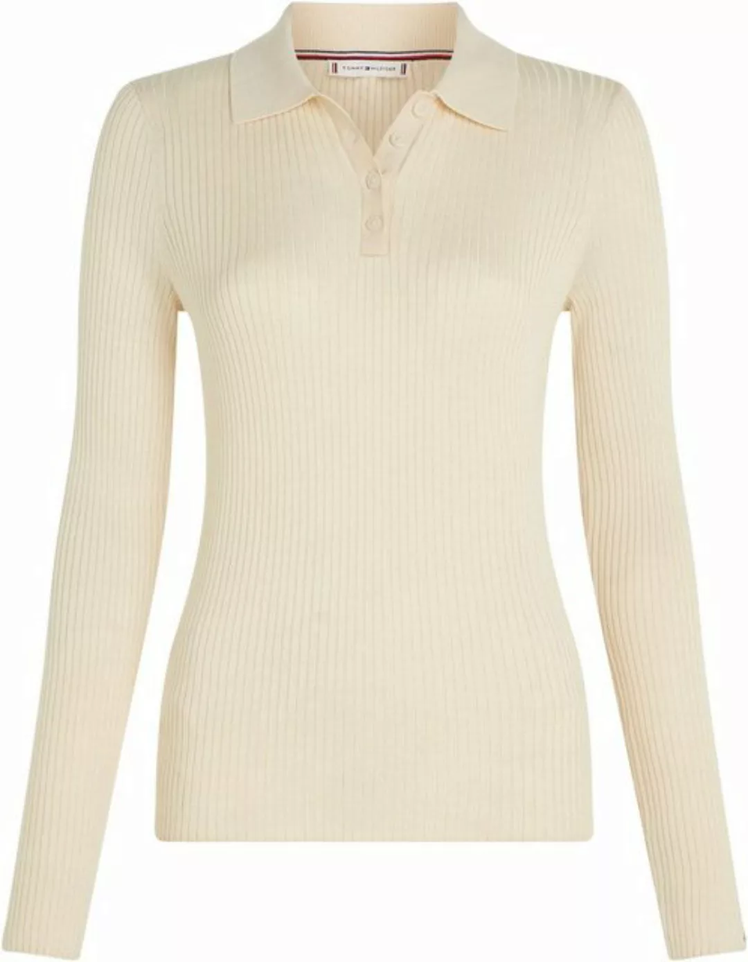 Tommy Hilfiger Polokragenpullover FINE RIBS POLO SWEATER mit kurzer Knopfle günstig online kaufen