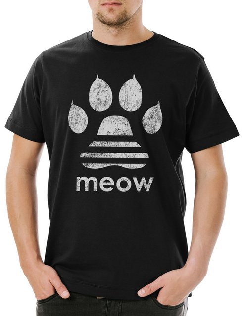 Urban Backwoods Print-Shirt Meow Herren T-Shirt Miau Katze Katzen Liebhaber günstig online kaufen