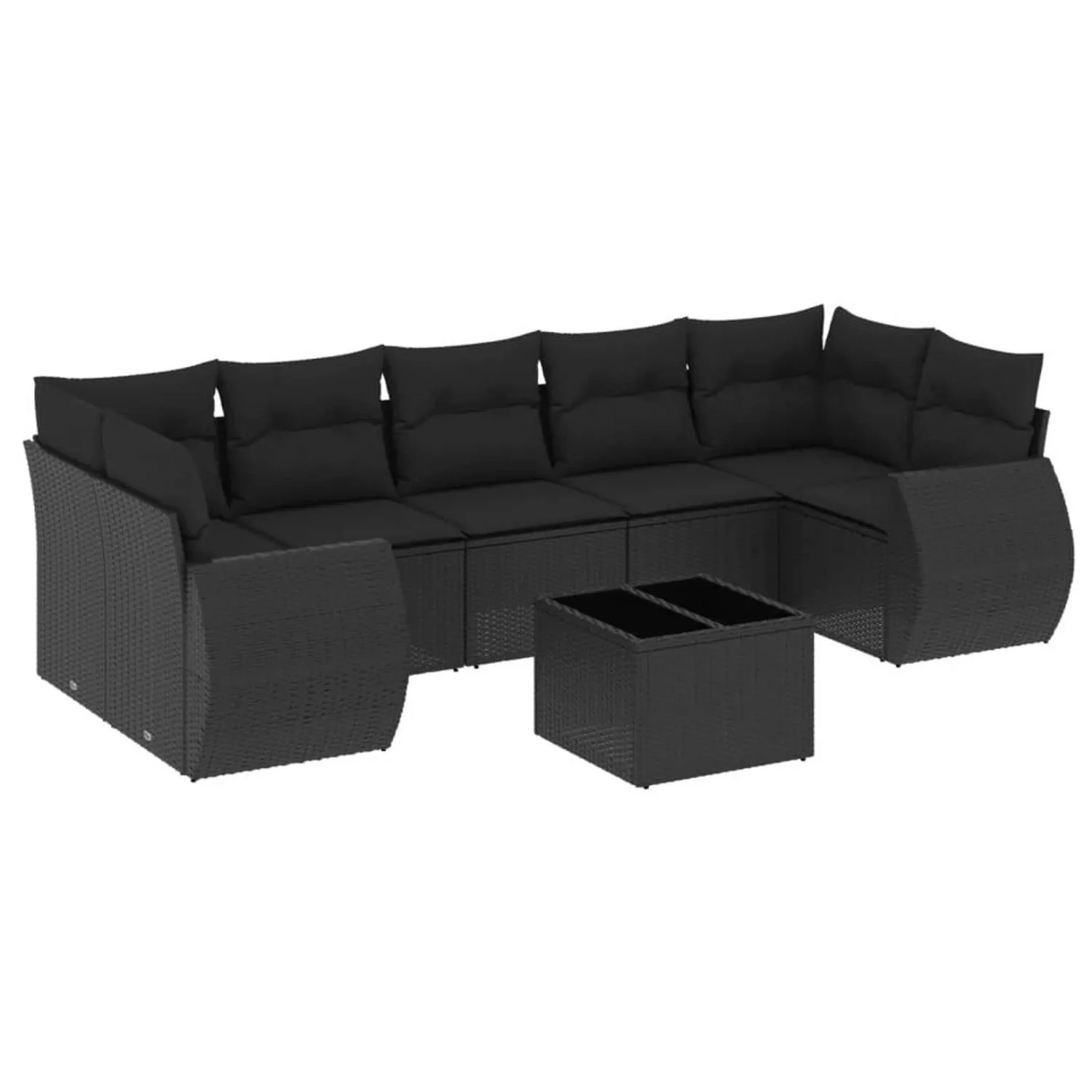 vidaXL 8-tlg Garten-Sofagarnitur mit Kissen Schwarz Poly Rattan Modell 217 günstig online kaufen