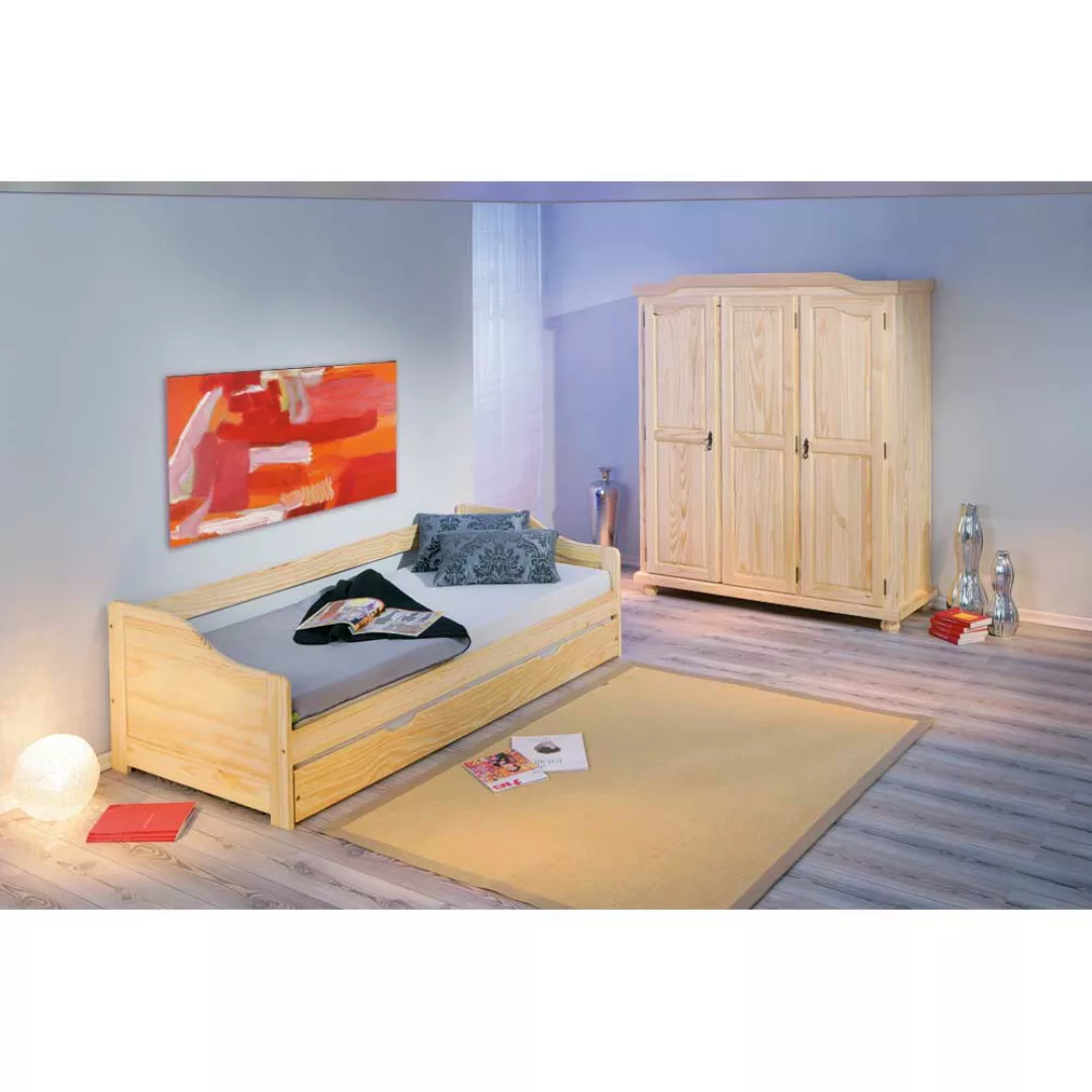 Kinderzimmermöbel Set aus Kiefer Massivholz mit Gästebett (zweiteilig) günstig online kaufen