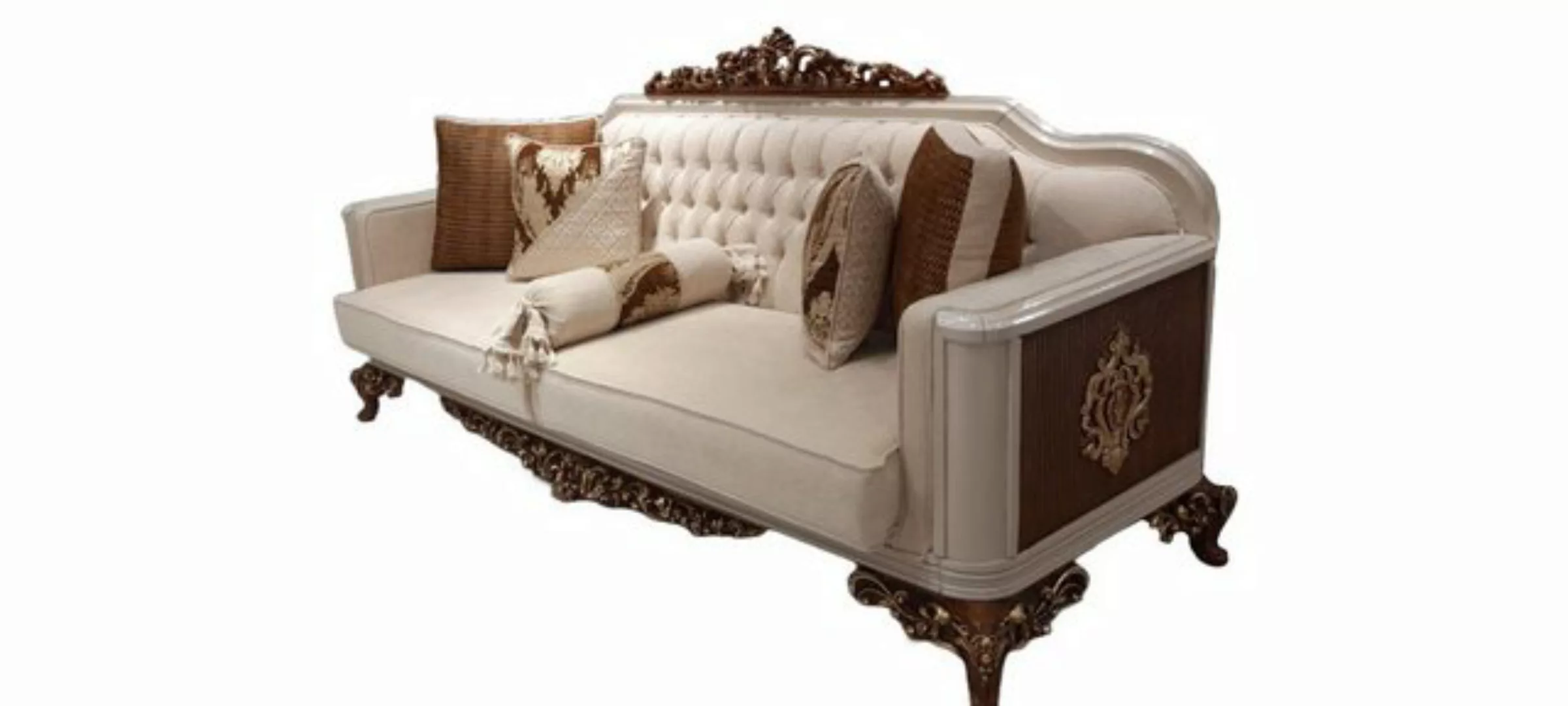 Xlmoebel Sofa Barock Sofa Chesterfield Dreisitzer Gold Stoff Couch Möbel, 1 günstig online kaufen