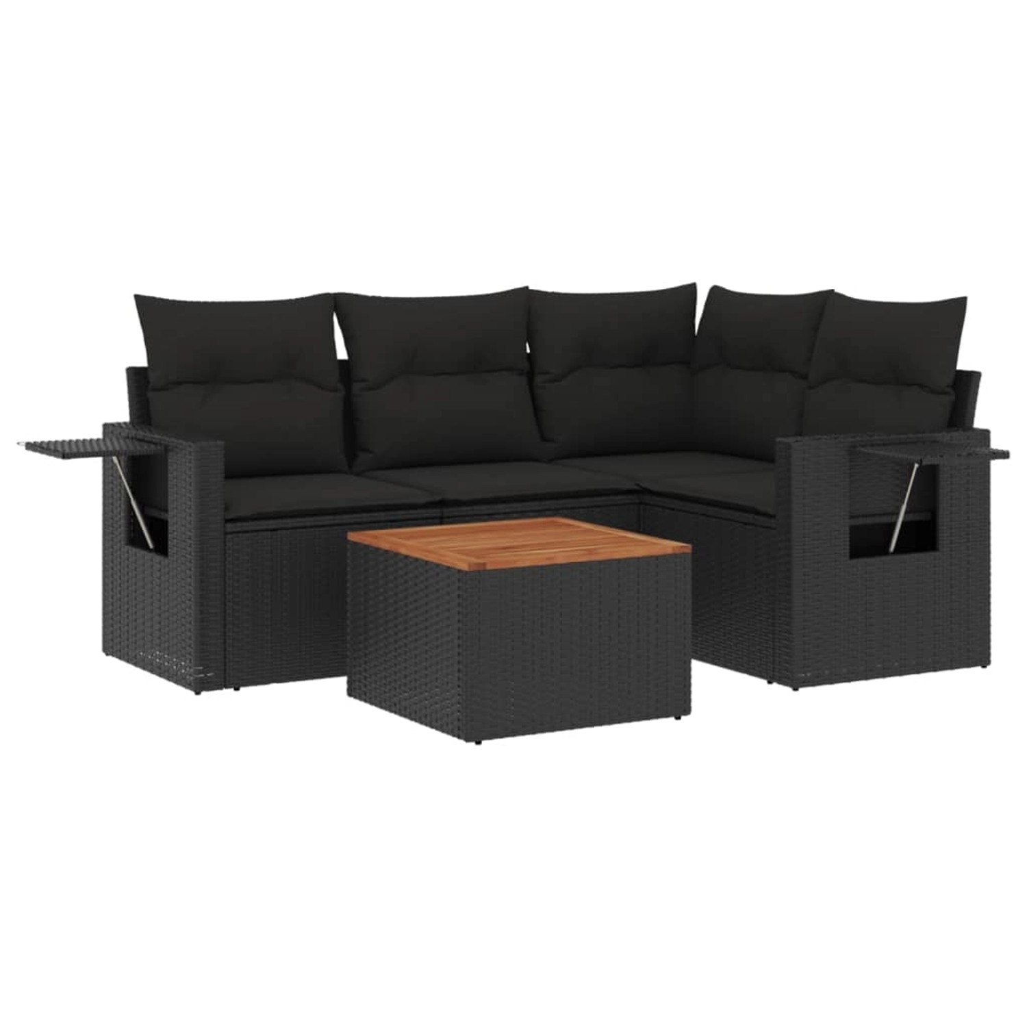 vidaXL 5-tlg Garten-Sofagarnitur mit Kissen Schwarz Poly Rattan Modell 111 günstig online kaufen