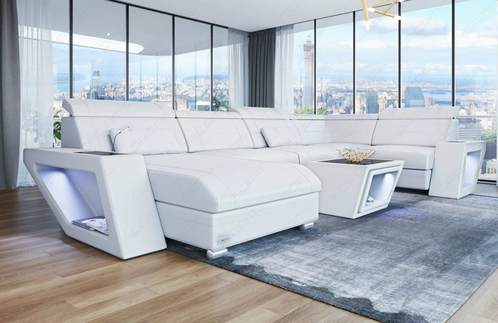 Sofa Dreams Wohnlandschaft Ledersofa Catania U Form Couch Leder Sofa, mit L günstig online kaufen