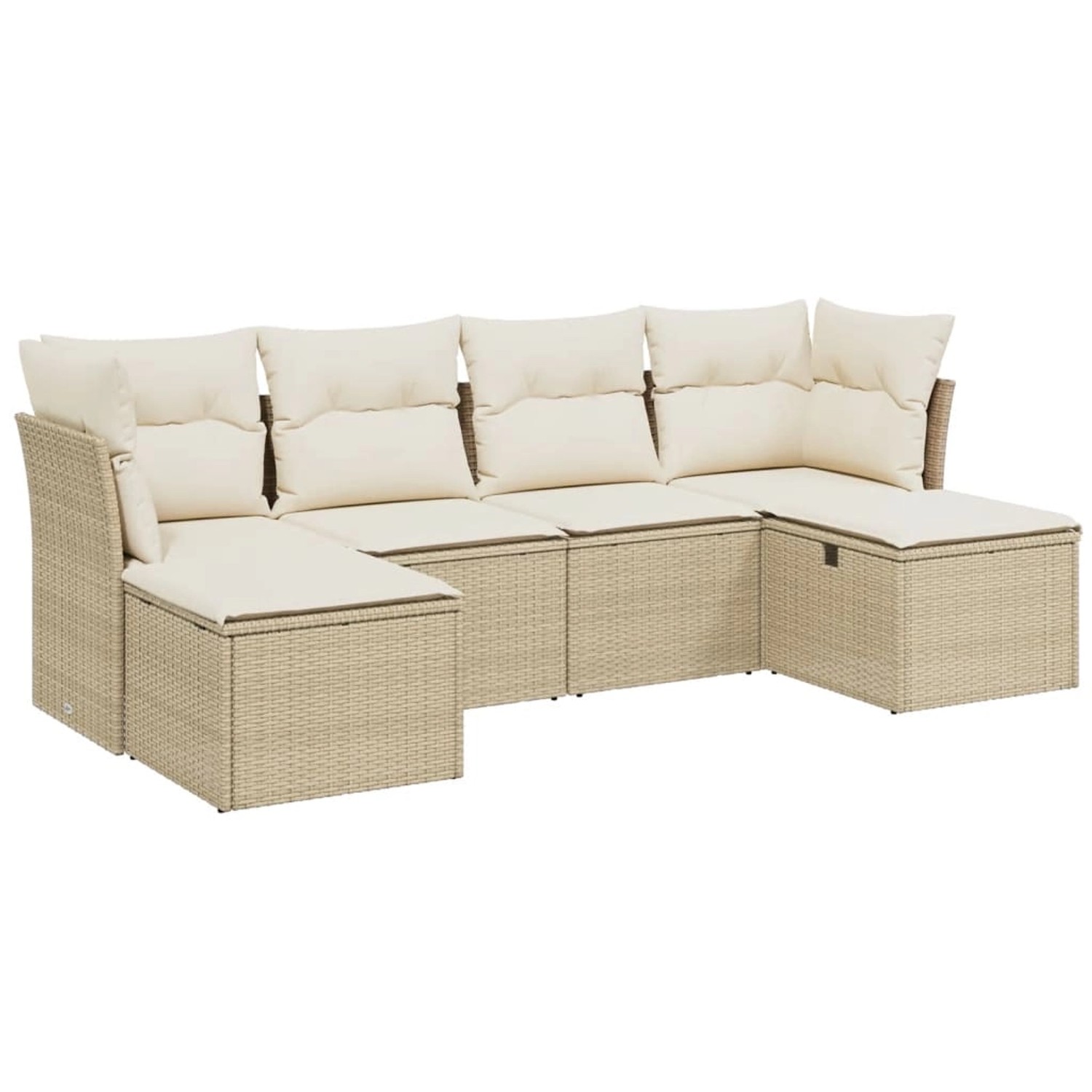 vidaXL 6-Tlg Garten-Sofagarnitur mit Kissen Beige Poly Rattan 3263234 günstig online kaufen