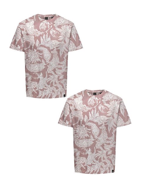ONLY & SONS T-Shirt T-Shirt 2er-Set Rundhals Kurzarm (1-tlg) 7634 in Rot-2 günstig online kaufen