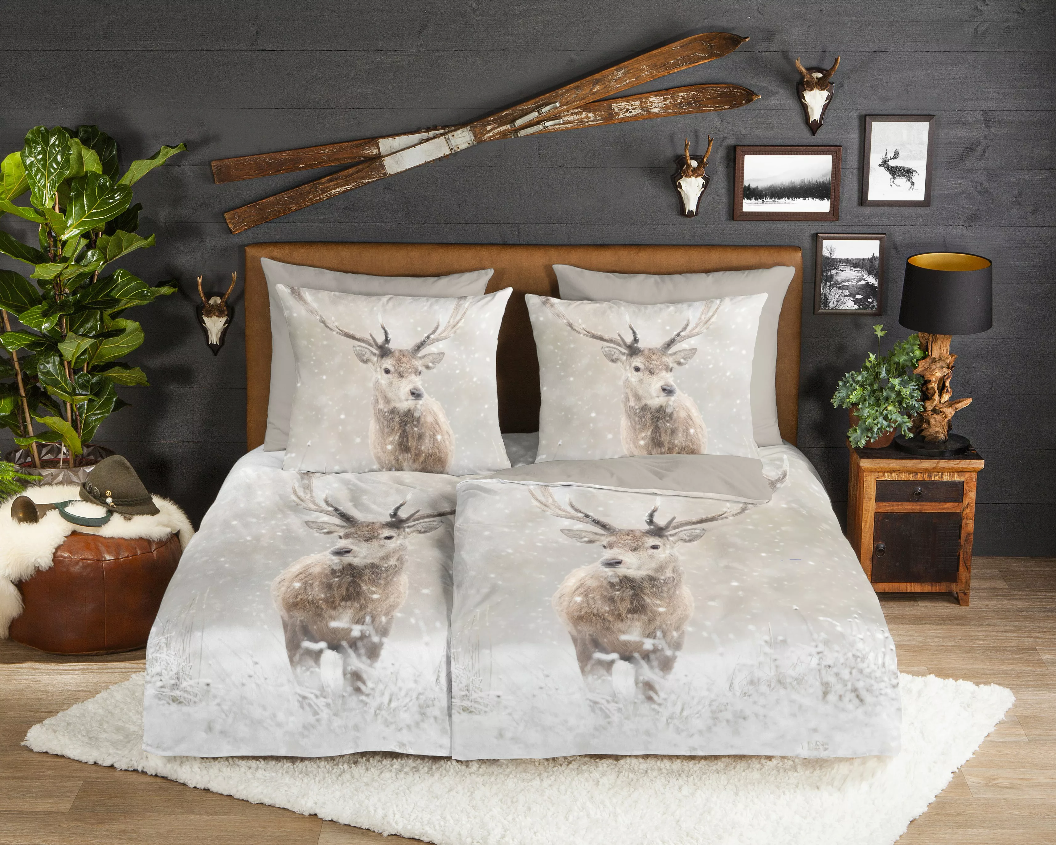 good morning Wendebettwäsche »Snowydeer«, Flanell, Biber, Baumwolle, Winter günstig online kaufen