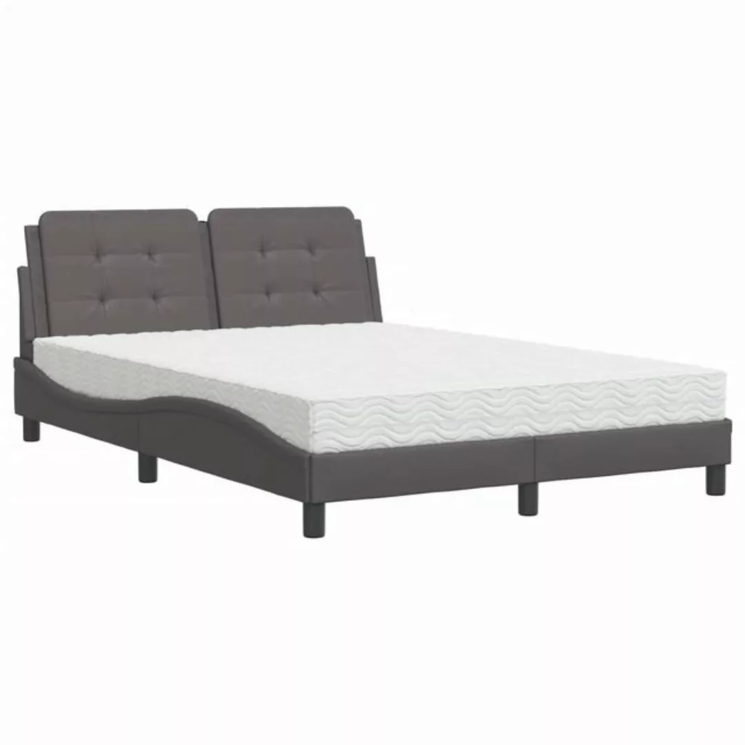 vidaXL Bettgestell, Bett mit Matratze Grau 140x190 cm Kunstleder günstig online kaufen