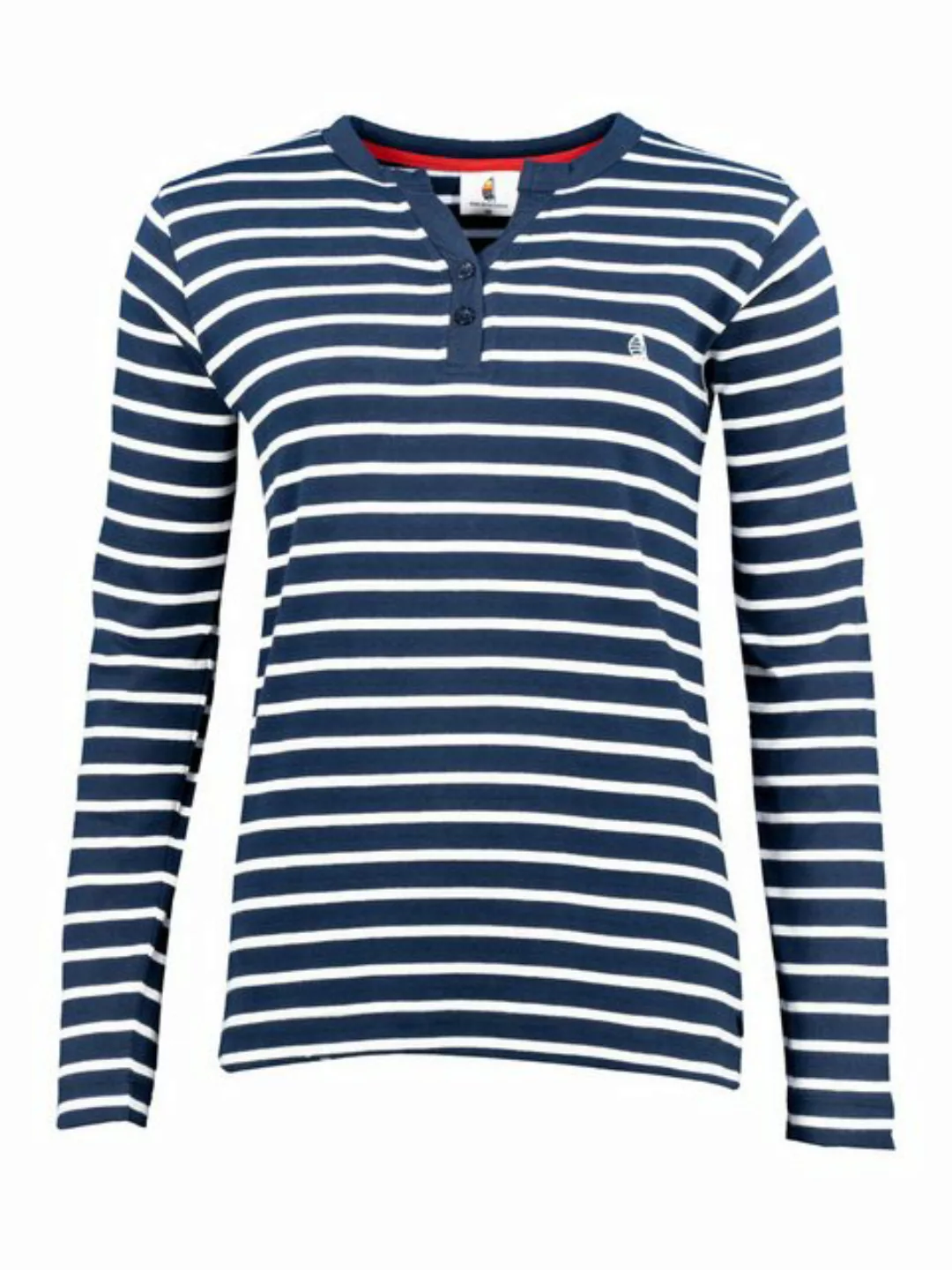 Wind sportswear Longsweatshirt Damen Langarm Shirt gestreift mit Knopfleist günstig online kaufen
