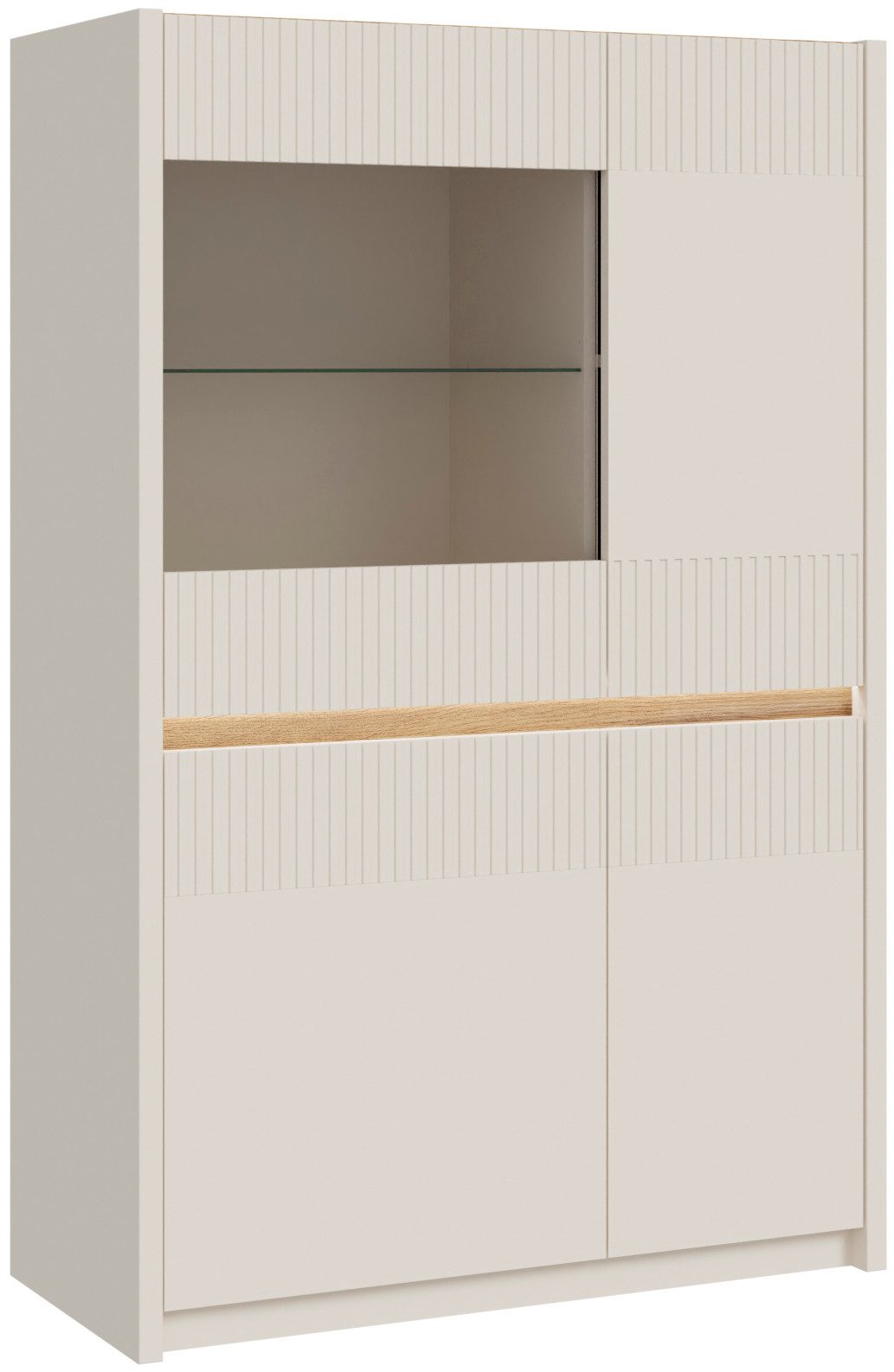 FORTE Vitrine "Oak Squere", Highboard, Beleuchtung, SoftClose günstig online kaufen