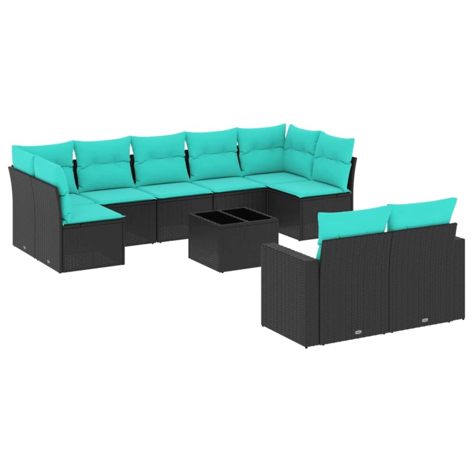 vidaXL 10-Tlg Garten-Sofagarnitur mit Kissen Schwarz Poly Rattan 3219417 günstig online kaufen