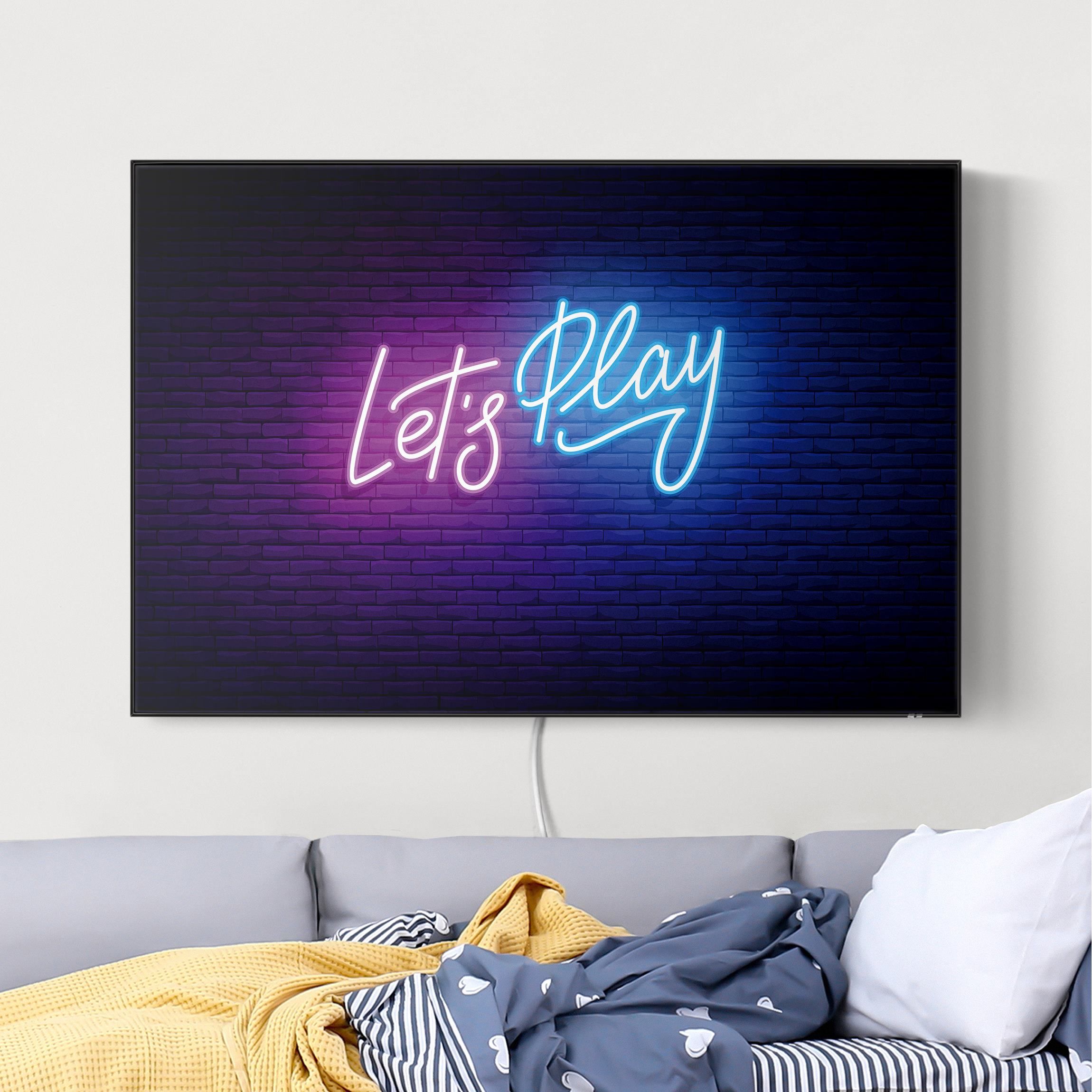 LED-Wechselbild Neon Schrift Let's Play günstig online kaufen