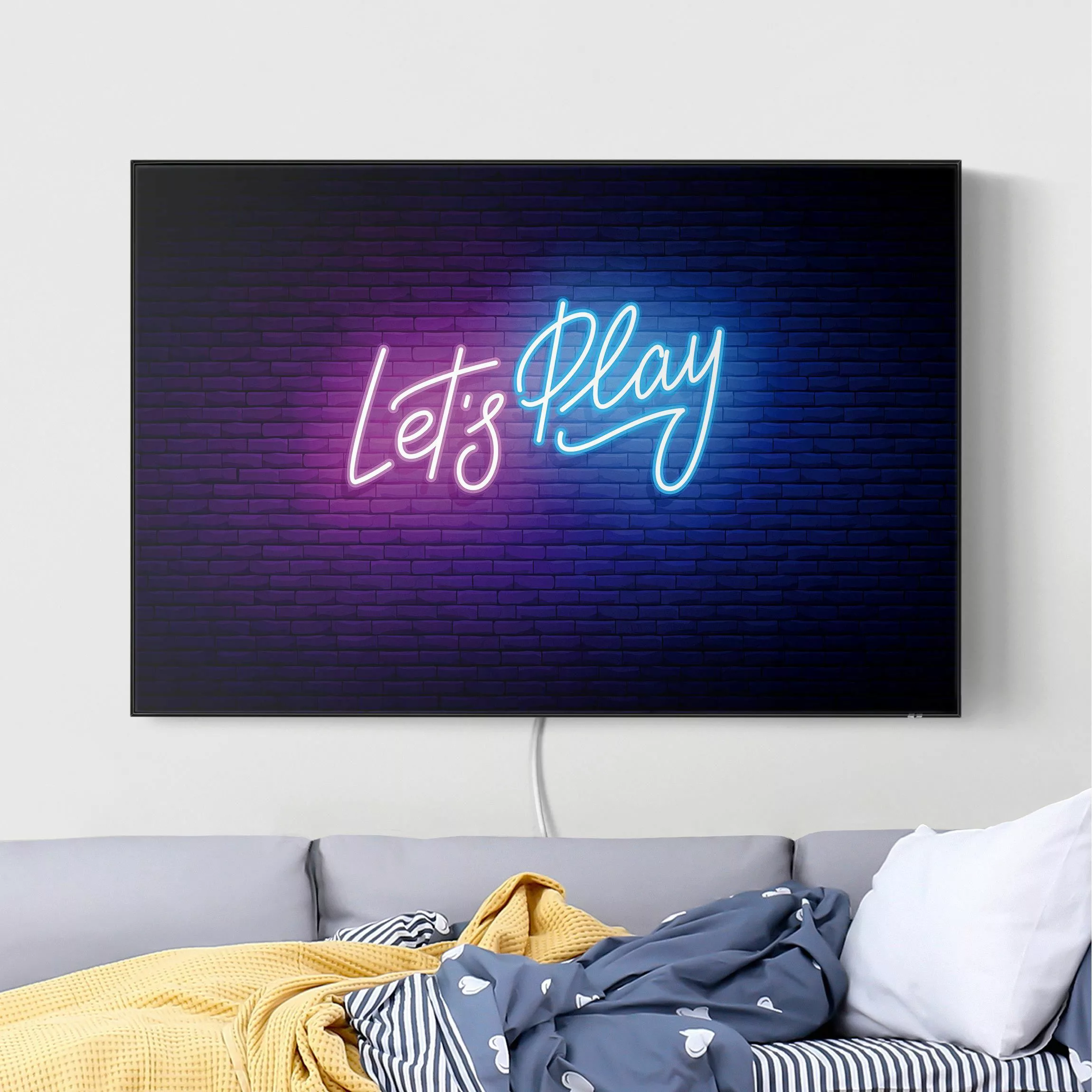 LED-Wechselbild Neon Schrift Let's Play günstig online kaufen