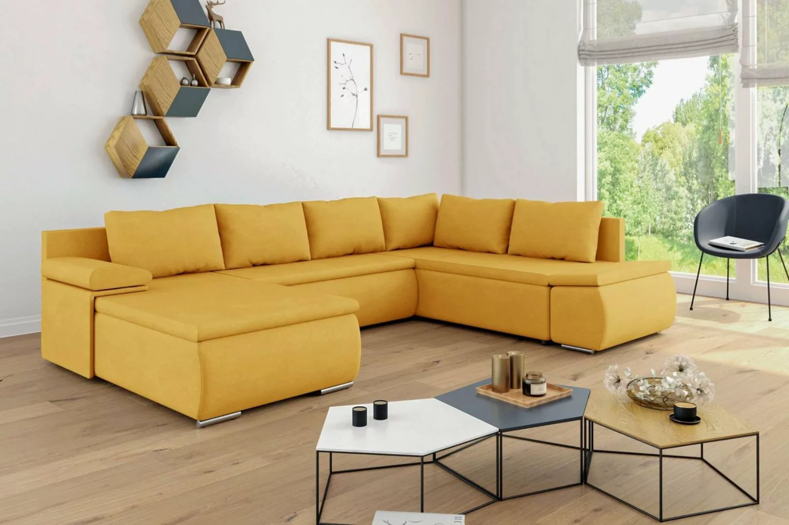Stylefy Wohnlandschaft Nessi, Sofa, U-Form, Wellenfederung günstig online kaufen