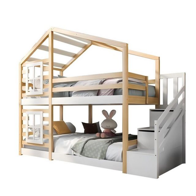 Ulife Etagenbett Hochbett Hausbett Treppe mit 2 Schubladen, Kinderbett mit günstig online kaufen