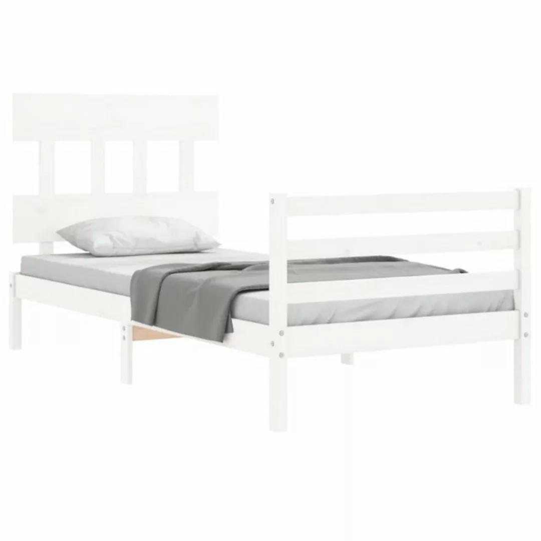 vidaXL Bett Massivholzbett mit Kopfteil Weiß günstig online kaufen