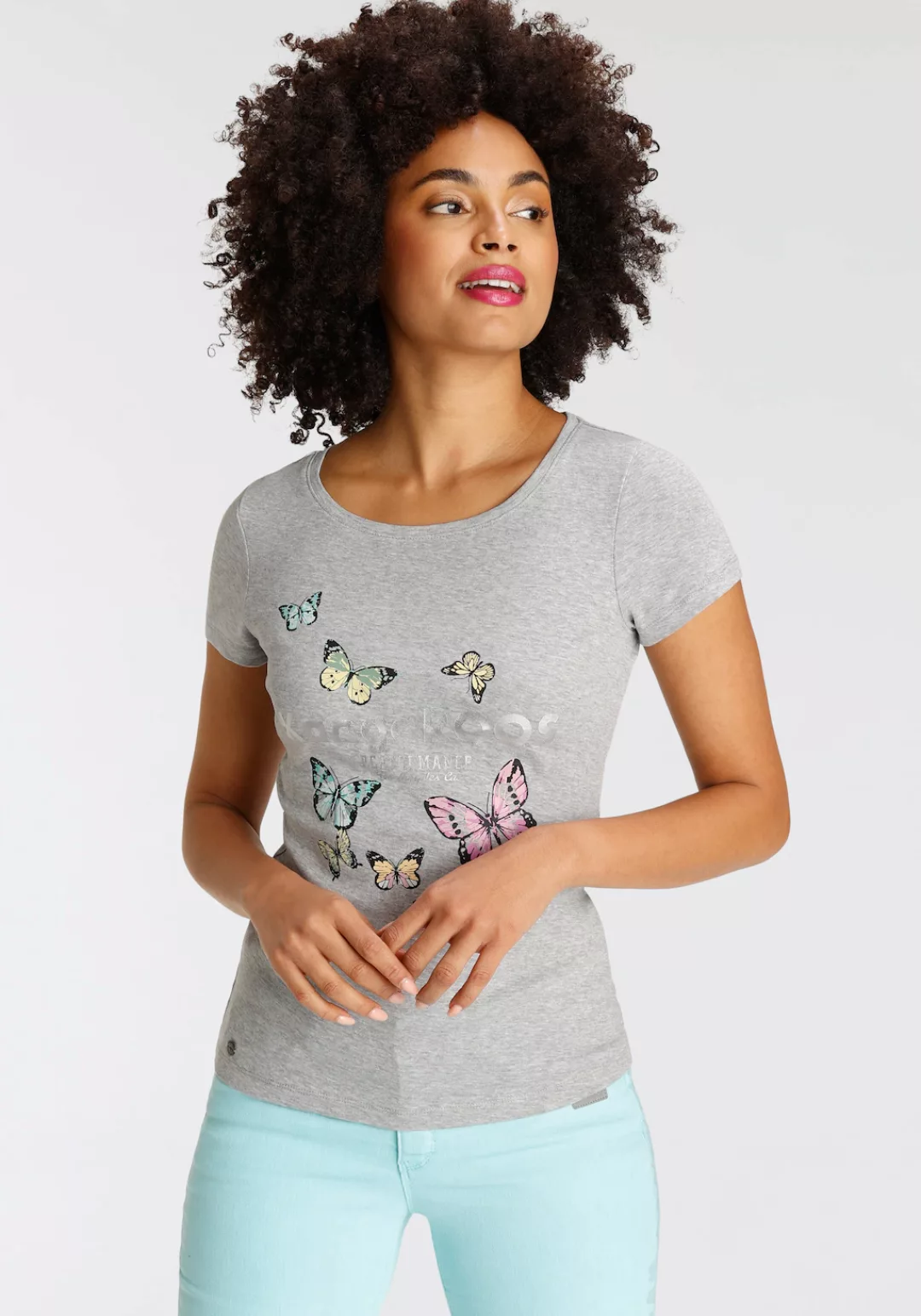 KangaROOS T-Shirt mit filigranem Logodruck & Schmetterlingen - NEUE FARBEN günstig online kaufen