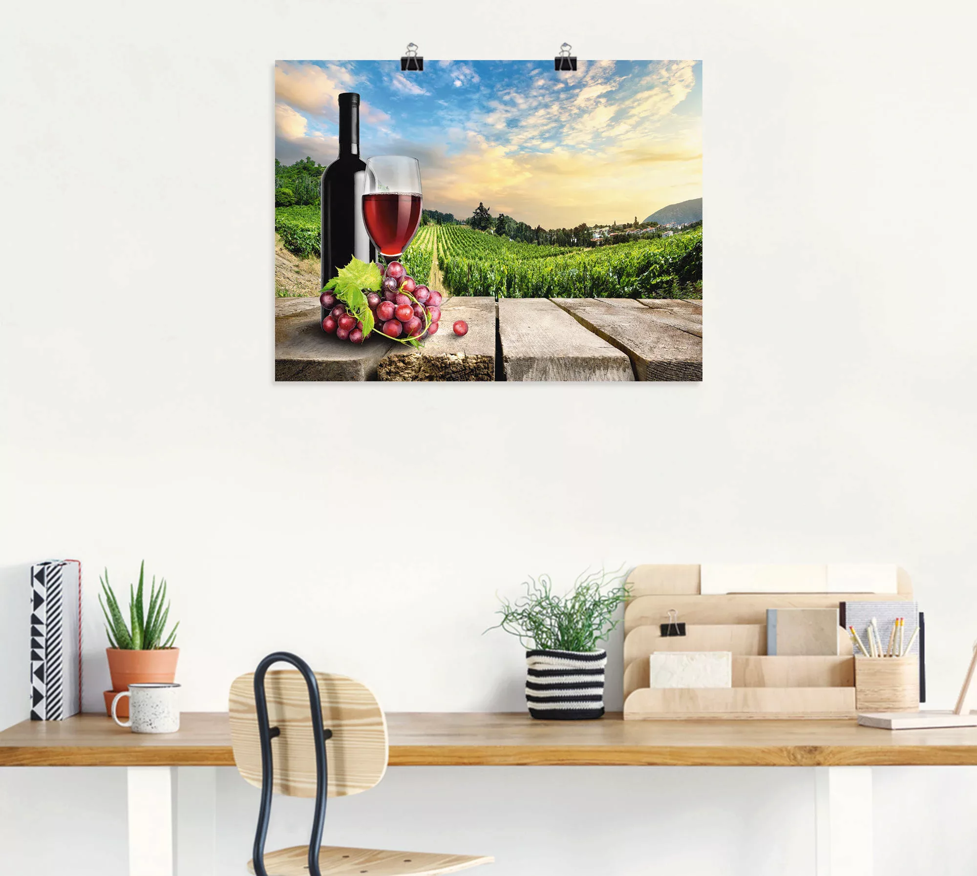 Artland Wandbild »Wein vor Weinbergen«, Berge, (1 St.) günstig online kaufen
