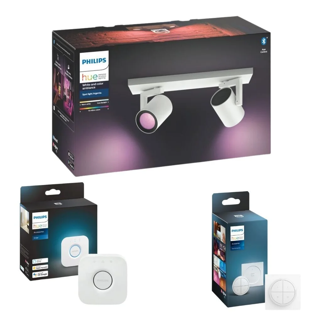 Philips Hue Bluetooth White & Color Ambiance Argenta - Spot Weiß 2-flammig günstig online kaufen