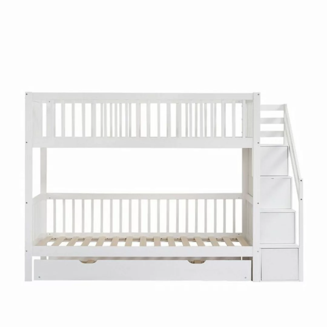 OKWISH Etagenbett Kinderbett mit Rollbett, Stauraumbett mit Leiterschrank u günstig online kaufen