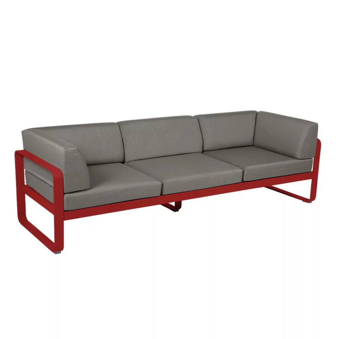 Bellevie 3-Sitzer Club Sofa Outdoor 67 Mohnrot B8 Taupegrau günstig online kaufen